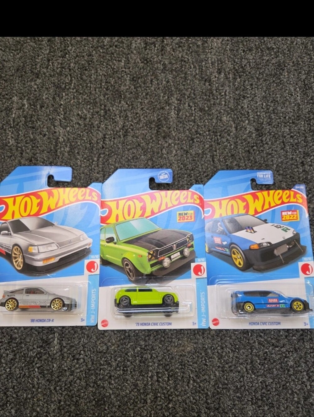 Kids Toy Car Set - Silver, Lime Green, Blue Hondas